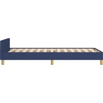 vidaXL Bedframe met hoofdeinde stof blauw 90x200 cm