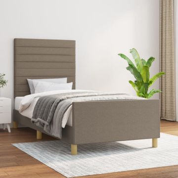 vidaXL Bedframe met hoofdeinde stof taupe 100x200 cm