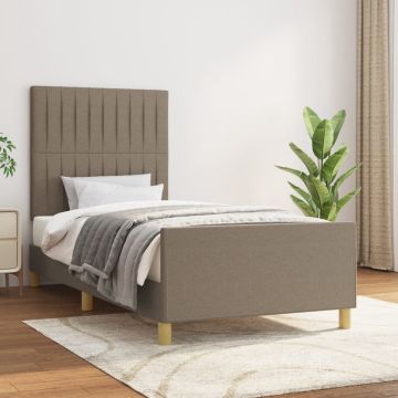 vidaXL Bedframe met hoofdeinde stof taupe 90x190 cm