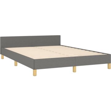 vidaXL Bedframe met hoofdeinde stof donkergrijs 140x190 cm