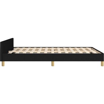 vidaXL Bedframe met hoofdeinde stof zwart 140x200 cm