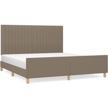 vidaXL Bedframe met hoofdeinde stof taupe 160x200 cm