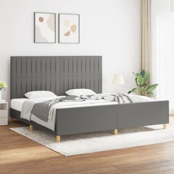 vidaXL Bedframe met hoofdeinde stof donkergrijs 200x200 cm