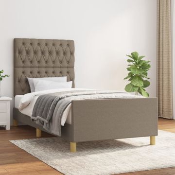 vidaXL Bedframe met hoofdeinde stof taupe 90x190 cm