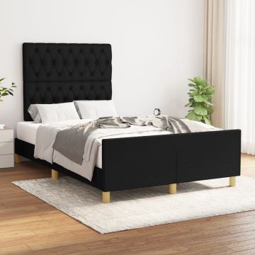 vidaXL Bedframe met hoofdeinde stof zwart 120x200 cm