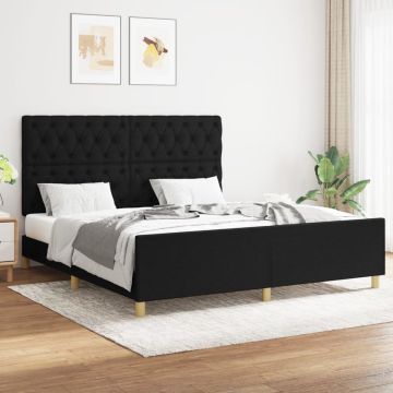 vidaXL Bedframe met hoofdeinde stof zwart 160x200 cm