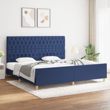 vidaXL Bedframe met hoofdeinde stof blauw 200x200 cm