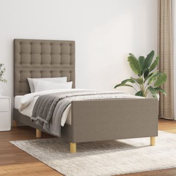 vidaXL Bedframe met hoofdeinde stof taupe 90x190 cm