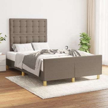 vidaXL Bedframe met hoofdeinde stof taupe 120x200 cm