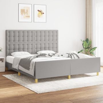 vidaXL Bedframe met hoofdeinde stof lichtgrijs 180x200 cm