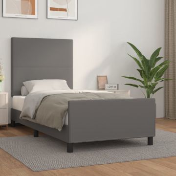 vidaXL Bedframe met hoofdbord kunstleer grijs 80x200 cm