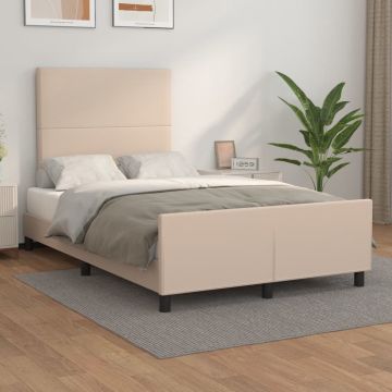 vidaXL Bedframe met hoofdbord kunstleer cappuccinokleurig 120x200 cm