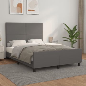 vidaXL Bedframe met hoofdbord kunstleer grijs 140x200 cm