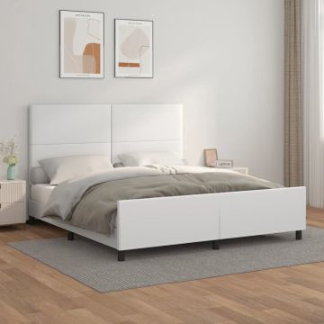 vidaXL Bedframe met hoofdbord kunstleer wit 180x200 cm