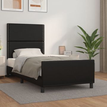 vidaXL Bedframe met hoofdbord kunstleer zwart 100x200 cm