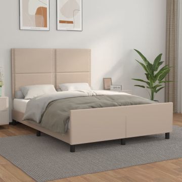 vidaXL Bedframe met hoofdbord kunstleer cappucinnokleurig 140x190 cm