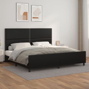 vidaXL Bedframe met hoofdeinde kunstleer zwart 200x200 cm