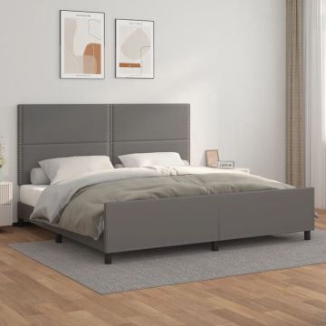 vidaXL Bedframe met hoofdbord kunstleer grijs 200x200 cm