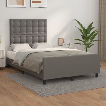 vidaXL Bedframe met hoofdbord kunstleer grijs 120x200 cm