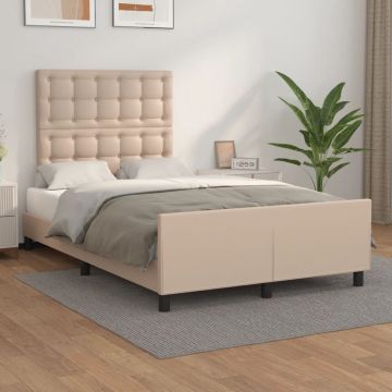 vidaXL Bedframe met hoofdbord kunstleer cappuccinokleurig 120x200 cm