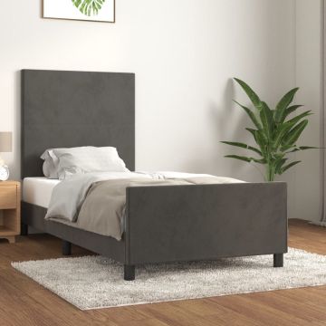 vidaXL Bedframe met hoofdeinde fluweel donkergrijs 90x190 cm