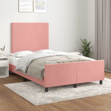 vidaXL Bedframe met hoofdeinde fluweel roze 120x200 cm