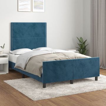 vidaXL Bedframe met hoofdeinde fluweel donkerblauw 120x200 cm