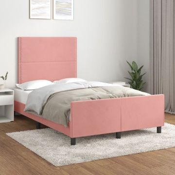 vidaXL Bedframe met hoofdeinde fluweel roze 120x200 cm