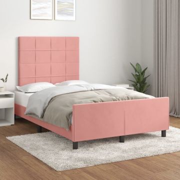 vidaXL Bedframe met hoofdeinde fluweel roze 120x200 cm