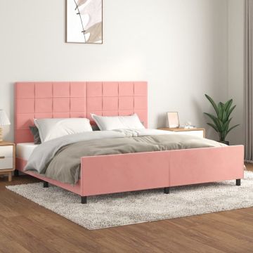 vidaXL Bedframe met hoofdeinde fluweel roze 200x200 cm