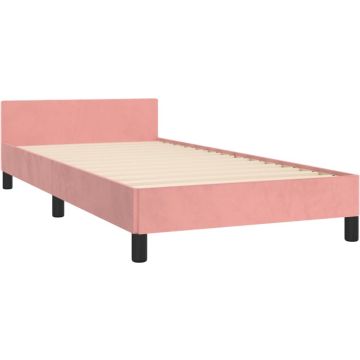 vidaXL Bedframe met hoofdeinde fluweel roze 90x200 cm