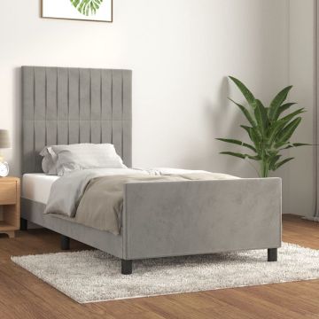 vidaXL Bedframe met hoofdeinde fluweel lichtgrijs 80x200 cm