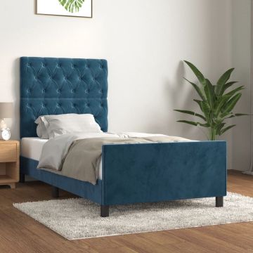 vidaXL Bedframe met hoofdeinde fluweel donkerblauw 80x200 cm