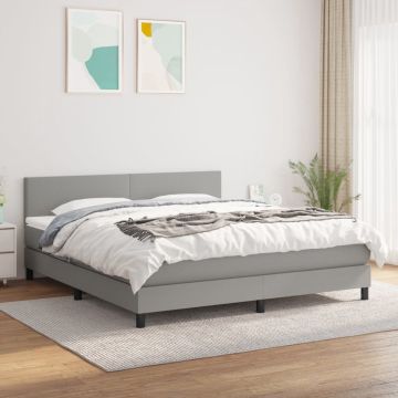 vidaXL Boxspring met matras stof lichtgrijs 180x200 cm