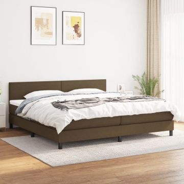 vidaXL Boxspring met matras stof donkerbruin 200x200 cm