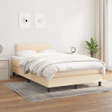 vidaXL Boxspring met matras stof crèmekleurig 120x200 cm