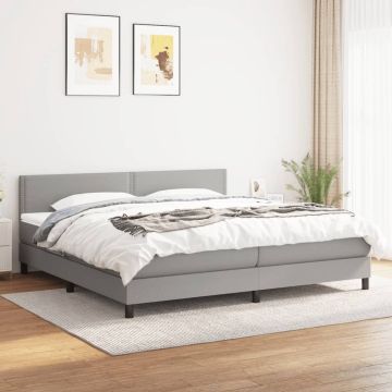 vidaXL Boxspring met matras stof lichtgrijs 160x200 cm