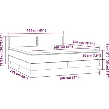 vidaXL Boxspring met matras stof taupe 160x200 cm