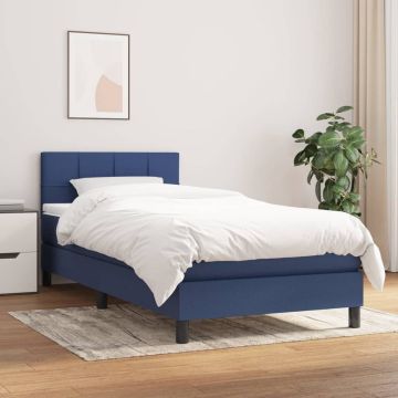 vidaXL Boxspring met matras stof blauw 100x200 cm