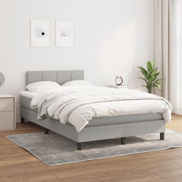 vidaXL Boxspring met matras stof lichtgrijs 120x200 cm