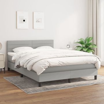 vidaXL Boxspring met matras stof lichtgrijs 140x190 cm