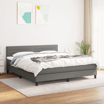 vidaXL Boxspring met matras stof donkergrijs 180x200 cm