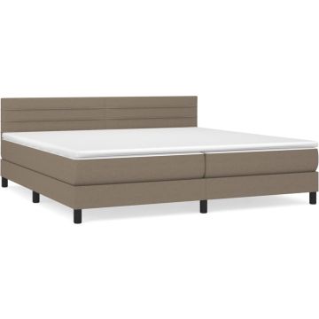 vidaXL-Boxspring-met-matras-stof-taupe-200x200-cm