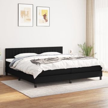 vidaXL Boxspring met matras stof zwart 200x200 cm