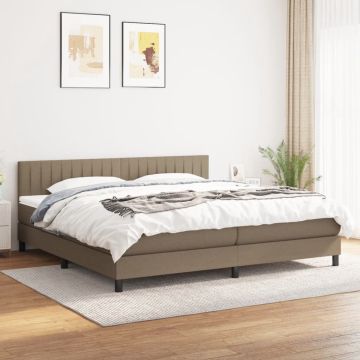 vidaXL Boxspring met matras stof taupe 200x200 cm