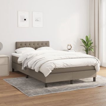 vidaXL Boxspring met matras stof taupe 120x200 cm