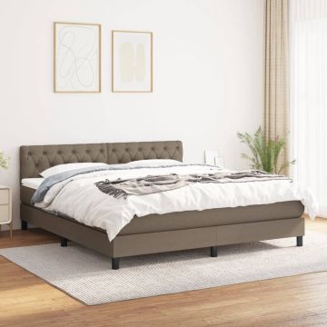 vidaXL Boxspring met matras stof taupe 160x200 cm