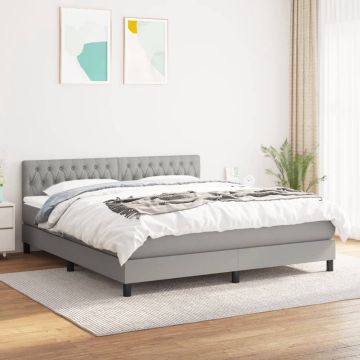 vidaXL Boxspring met matras stof lichtgrijs 180x200 cm