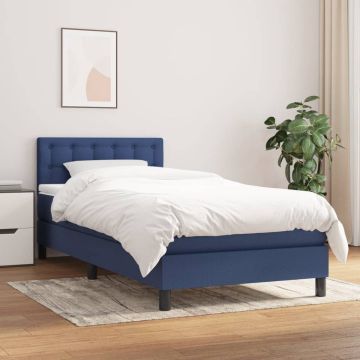 vidaXL Boxspring met matras stof blauw 80x200 cm