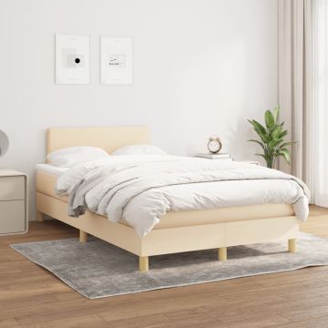 vidaXL Boxspring met matras stof crèmekleurig 120x200 cm